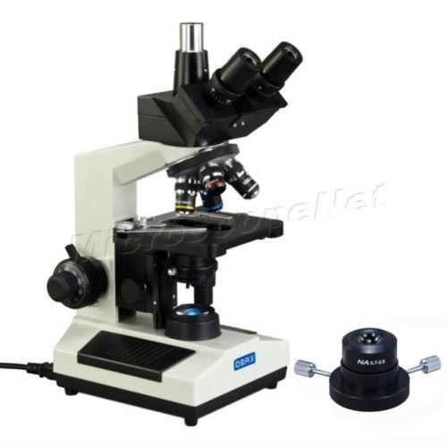 Trinocular Biological Replaceable LED Microscope 40X-1600X w Darkfield Condenser