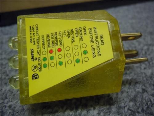 Yellow Snapit Circuit Tester Electrical Plug Indicator Meter 125V Tool Brand New