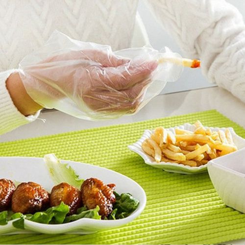 100 X PE Clear Disposable Plastic Gloves Polythene Single Use Catering Food Cook