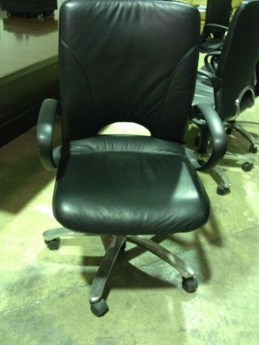 Haworth luxurious black leather &amp; chrome hydraulic #5711 2141 xp kc kr chairs for sale