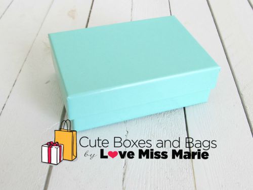 Set of 50 - 3 1/8&#034; x 2 1/8&#034; x 1&#034; Teal Blue Cotton Filled Jewelry Boxes