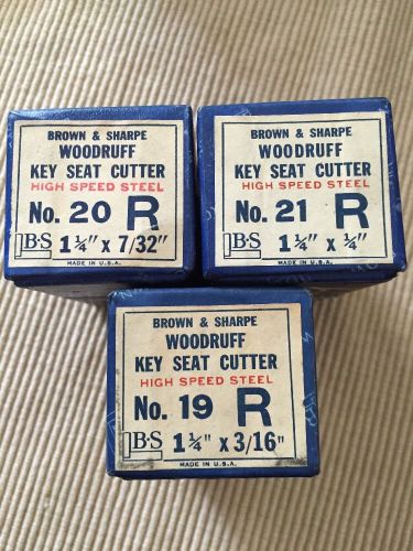 Woodruff Key Seat Cutters. Set Of 3 With 1/2&#034; Shank