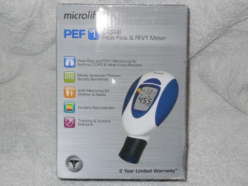 Microlife pf 100 digital peak flow meter/fev1 monitor for sale