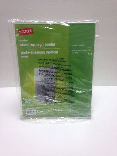 Staples Slanted Sign Holder, 8 1/2&#034;W x 11&#034;H stand up hold tabletop store display