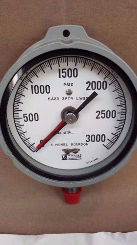 New weksler sa23-3pt4-lwbx k monel bourdon 0 to 3000 psi pressure gauge for sale