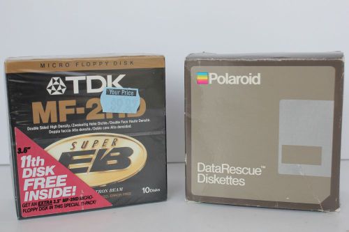 Lot of 22 3.5&#034; floppy disks 11 sealed TDK and 11 new Polaroid Maxwell