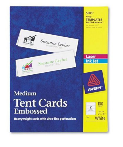 Medium Embossed Tent Cards White 2.5&#034; x 8.5&#034;  2 Cards/Sheet, Open Box - 84 Cards