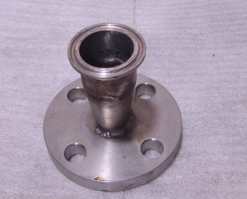 Sanitary adapter 1-1/2&#034; tri clamp to 1&#034; pipe flange stainless for sale