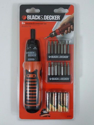 Black &amp; Decker 6v Cordless AA Alkaline Battery Powered Screwdriver Set A7073 New