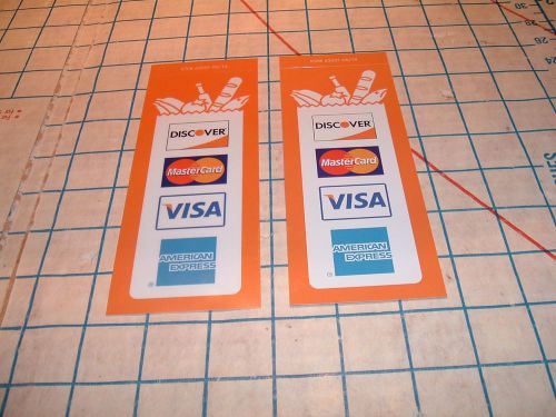 2 CREDIT CARD DECAL STICKERs 2sided Visa MasterCard Discover AmeX grocery market