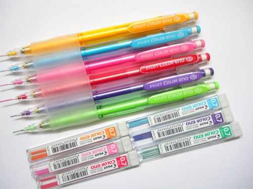 Orange&amp;red&amp;l.blue&amp;violet&amp;green &amp;pink pilot 0.7mm color eno mechanical pencil for sale