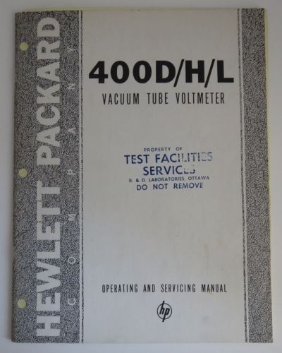 HEWLETT PACKARD 400D/H/L VACUUM TUBE VOLTMETER MANUAL            (INV10135R)