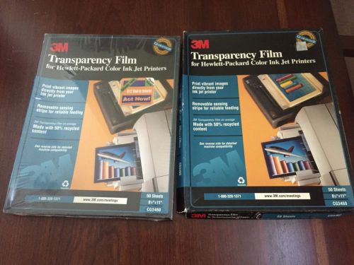 2 Boxes 3M Transparency Film CG3460 HP Color Ink Jet 50 Sheets Ea. READ