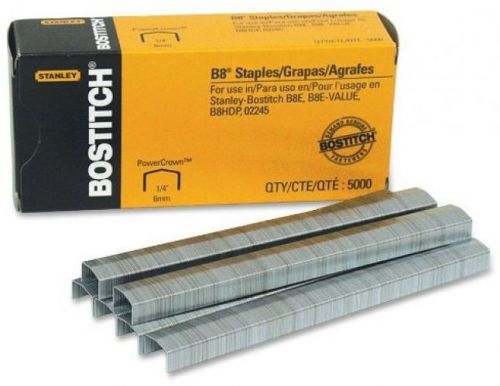 Bostitch B8 PowerCrown Premium Staples, 0.25 Inch Leg, Full-Strip (STCR21151/4)