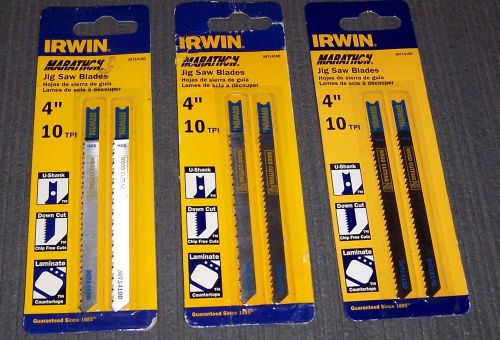 3 ea. 2 pack (6 blades) irwin 3071410d 4&#034; 10tpi downcut u-shank jig saw blades for sale