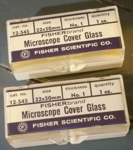Lot of 2 Fisher Scientific Co Microscope Cover Glass 12-545 size 22x50mm No1 1oz