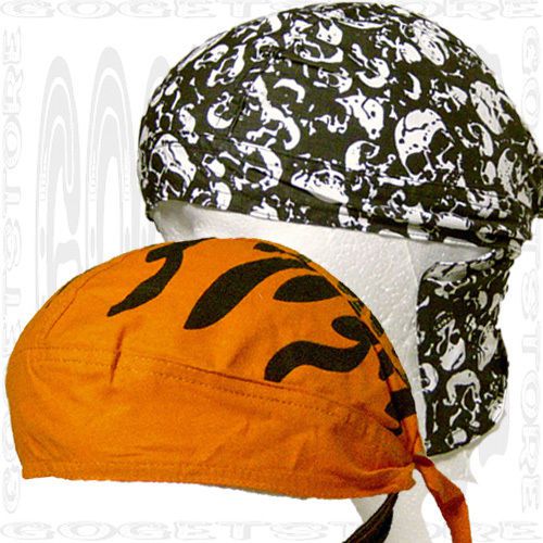 Black Do Bandana Doo Rag Du Head Wrap Skull Cap Biker Rag Hat Save 2 Lot