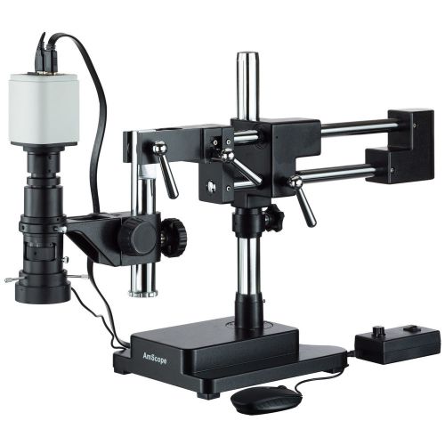 Industrial Inspection Zoom Monocular Microscope with Double Arm Stand and 1080p