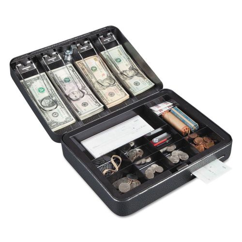 Cash Box, Keylock, Coin and Cash, 11 7/8&#034; x 9 1/2&#034; x 3 3/4&#034; - Silver AB638875