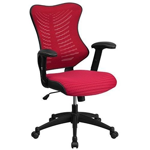 Executive chair computer office furniture ergonomic mesh high back burgundy/red for sale