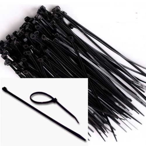 100 pcs 8&#034; inch 75 lbs black zip cable ties hose plastic nylon zap strap wrap for sale