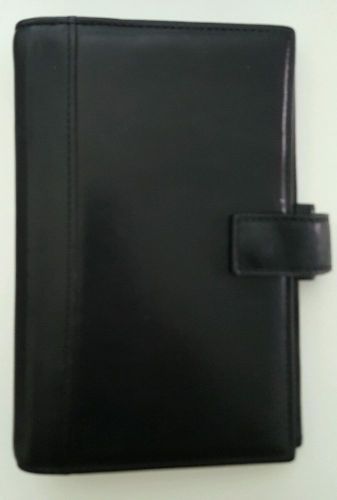 TUMI Black LEATHER Glazed Calfskin 6-Ring Agenda Planner 7.5x5 with small defect