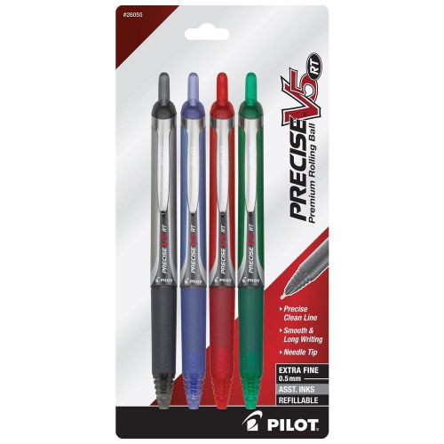 Pilot Precise V5 RT Retractable Rolling Ball Pens Extra Fine Point 4-Pack Bla...