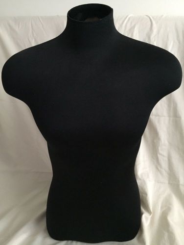 MALE HALF BODY BLACK FABRIC MANNEQUIN FORM