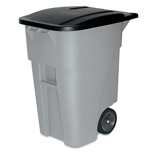 Brute rollout container, square, plastic, 50gal - gray ab454855 for sale