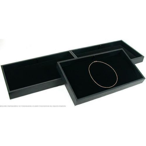 3 Black Velvet Chain Pad Jewelry Display &amp; Tray