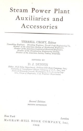STEAM POWER PLANT AXILLARIES &amp; ACCESSORIES by Croft &amp; Duffin 1946 4 live steam