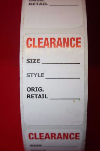 ROLL OF REMOVABLE 1 1/4&#034; x 2&#034; WHITE CLEARANCE PRICE STICKERS /LABELS /TAGS