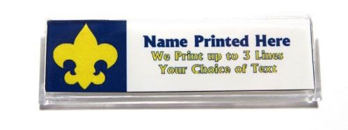 Fleur de Lis Gold Blue Custom Name Tag Badge ID Pin Magnet for Wolf Cub Scouts
