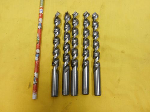 LOT of 5 used 1/2&#034; x 6&#034; STRAIGHT SHANK DRILL BITS jobber BUTTERFIELD USA