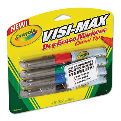 Dry Erase Marker, Chisel Tip, Broad,  Assorted Colors, 4/Set, Sold as 1 Set