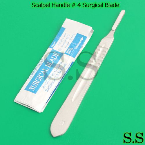 10 STERILE SURGICAL BLADES #23 #24 WITH FREE SCALPEL KNIFE HANDLE #4