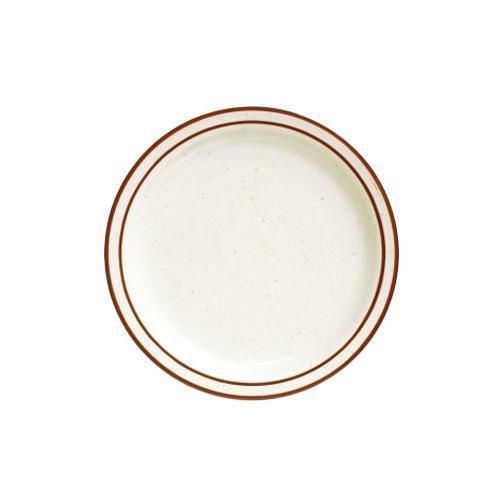 New Tuxton TBS-009 Plate, 9-1/2&#034;, Narrow Rim, Bahamas, White W/ Brown Speckle