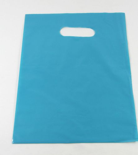 25 15&#034; x 18&#034; x 4&#034; BLUE Teal GLOSSY Low-Density Plastic Merchandise Party Bags