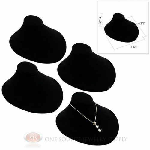 (4) 4 3/4&#034;W x 4 5/8&#034;D Lay-Down Black Velvet Necklace Neckform Jewelry Bust