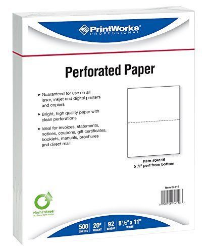Printworks Professional Perforated Paper, 8.5 x 11 Inches, 20 Pound, 5.5-Inch