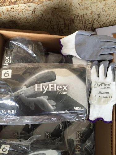 11-800-6 Ansell HyFlex Gray Foam, Palm Coated Work Glove. (10 Pairs) Small