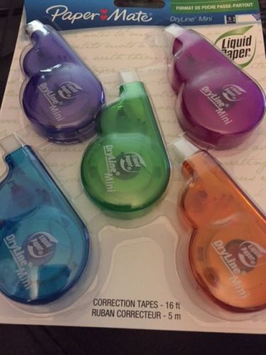 PAPERMATE DryLine Mini Correction Tape, 16 ft 5 m, 5/Pack