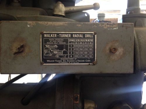 Walker-Turner Radial Drill Press 1/2 Horse 208 220 480 plug, 4 speed