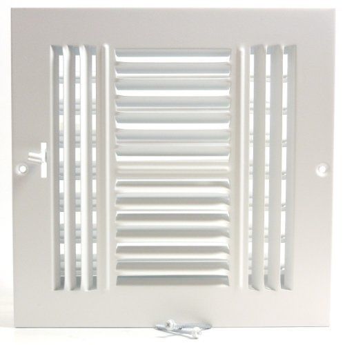 8w&#034; x 8h&#034; Fixed Stamp 4-Way AIR SUPPLY DIFFUSER, HVAC Duct Cover Grille White