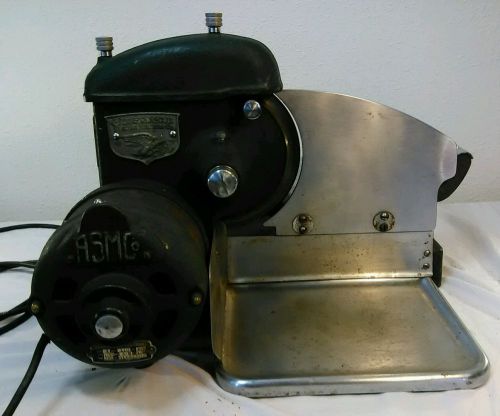 Vintage 1940 American Slicing Machine CO - model 52 - Meat Cheese Slicer - Green
