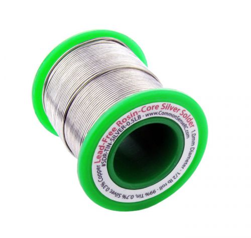 Lead-free rosin-core silver solder - 1.0 mm diameter - 1/2 lb roll for sale