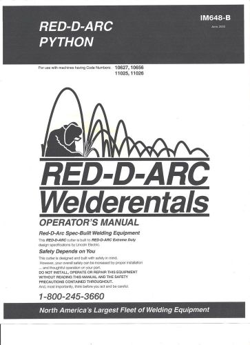 Lincoln Electric (RED-D-ARC PYTHON ) Welder Operators  Manual)Bound Copy