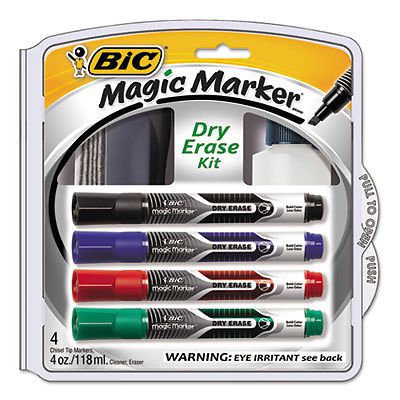 Low Odor and Bold Writing Dry Erase Marker Kit, Chisel Tip, Assorted, 4/Pack