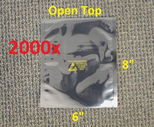 2000 ESD Anti-Static Shielding Bags, 6&#034;x8&#034; in (Inner Diameter),Open-Top,3.1 mils