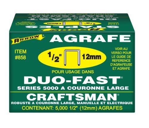 Arrow 858 Duo-Fast 5000 Series 1/2-Inch Staples, 5,000-Pack